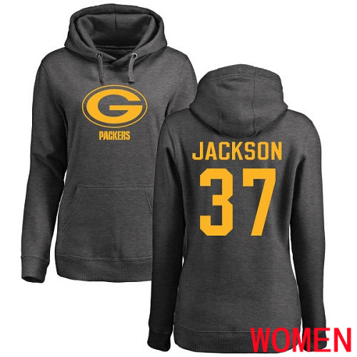 Green Bay Packers Ash Women #37 Jackson Josh One Color Nike NFL Pullover Hoodie Sweatshirts->women nfl jersey->Women Jersey